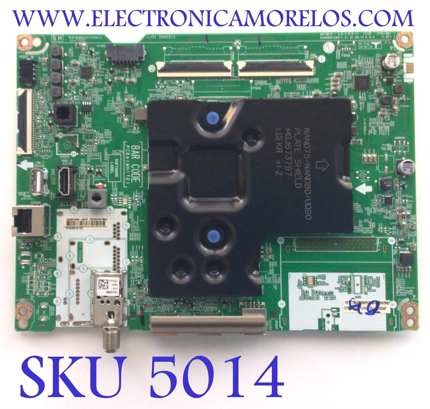 MAIN PARA SMART TV LG 4K / NUM DE PARTE EBT67247802 / EAX69581205 / 2HEBT000-00TF / RU26W1A1QT / 67247802 / PANEL NC750TQG-VCKH5 / DISPLAY ST7461D01-8 VER.2.1 / MODELO 75UQ9000PUD.BUSCLKR